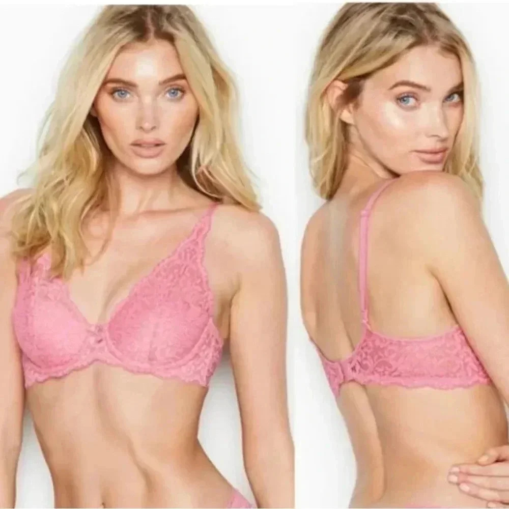 Victoria's Secret Lined Demi Pink Lace Bra Size 32 DD